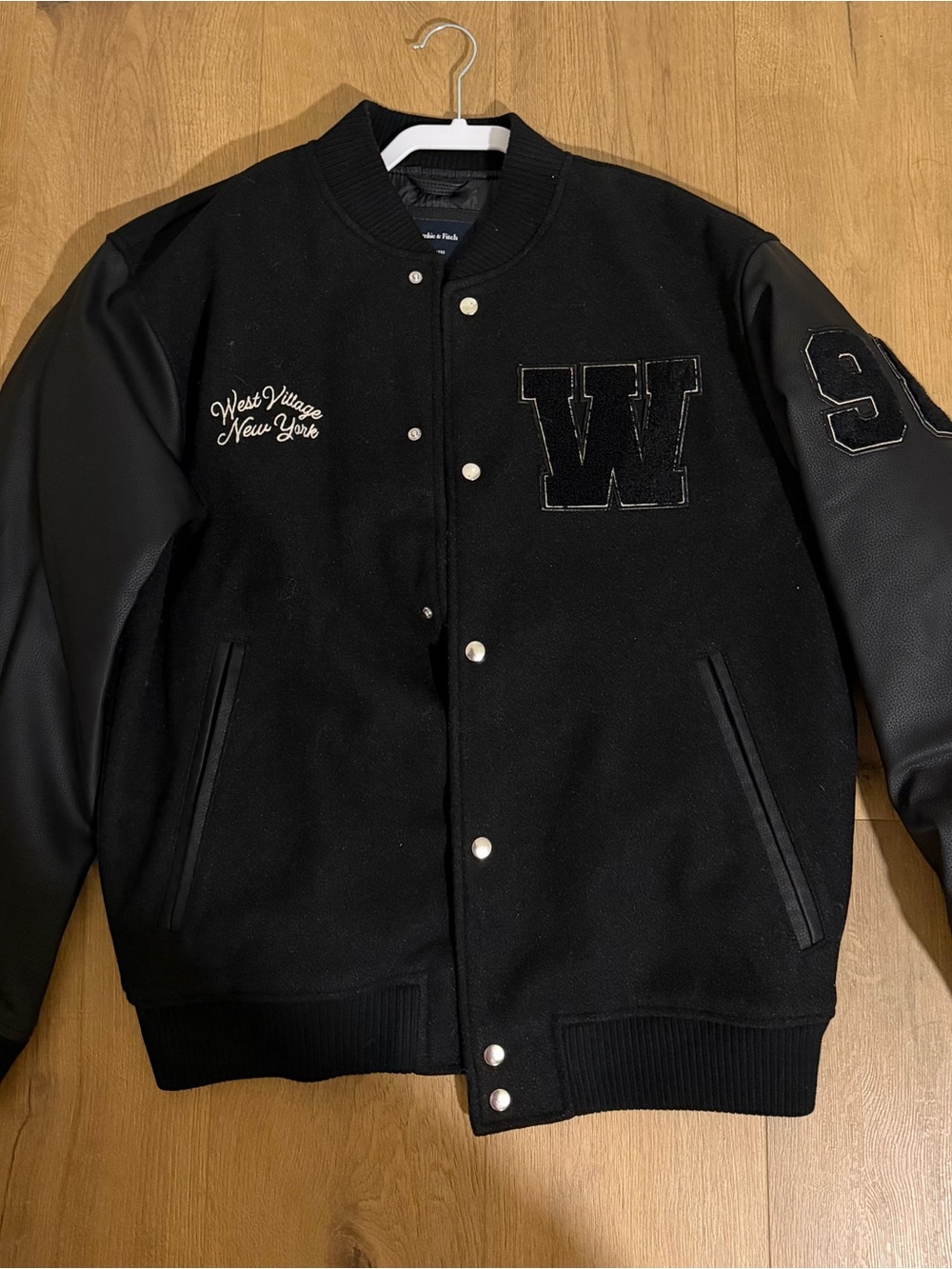 Abercrombie & Fitch Black Varsity Bomber Jacket